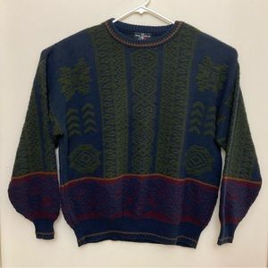 Italian Sweater Co. Vintage Sweater L XL AMAZING Pattern! Beautiful, War…
